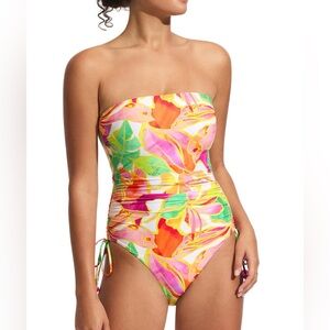 NWT Seafolly Wonderland Underwire Strapless One-piece Swimsuit US Size 6 DD